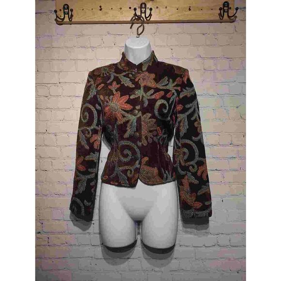 Vintage M.D.I floral tapestry fitted jack small* - Picture 1 of 3